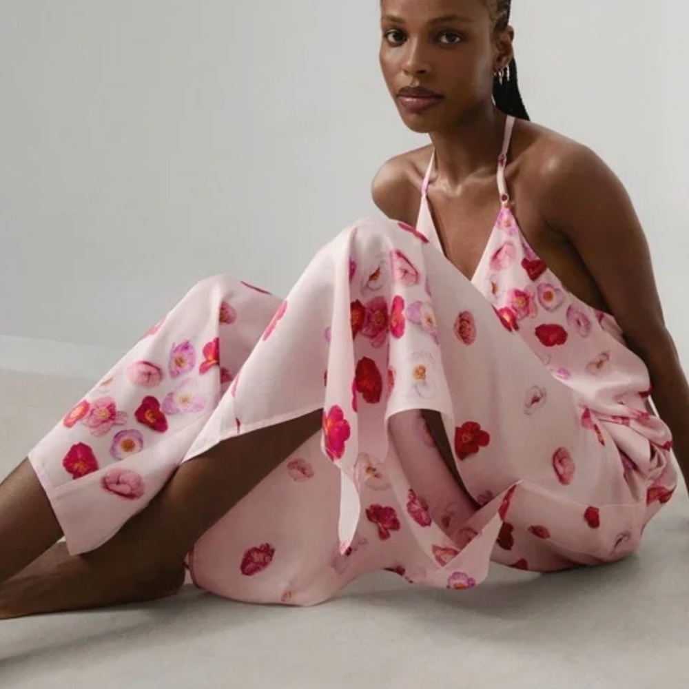 LUNYA BNWT Washable Silk Cami Pant Set in California Poppy Size XL